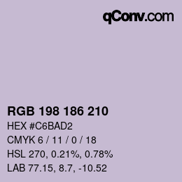 Color code: RGB 198 186 210 | qconv.com
