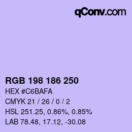 カラーコード: RGB 198 186 250 | qconv.com