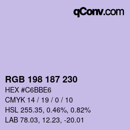 Color code: RGB 198 187 230 | qconv.com