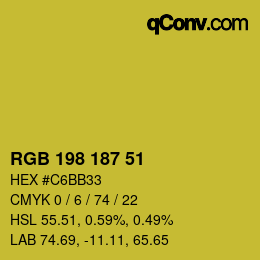 颜色代码: RGB 198 187 51 | qconv.com