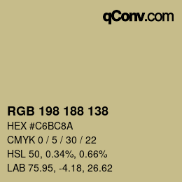 Color code: RGB 198 188 138 | qconv.com