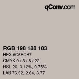 Color code: RGB 198 188 183 | qconv.com