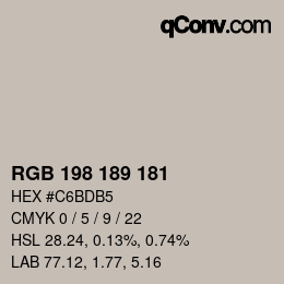 Farbcode: RGB 198 189 181 | qconv.com