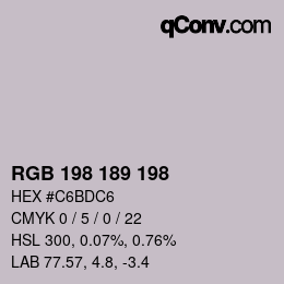 Color code: RGB 198 189 198 | qconv.com