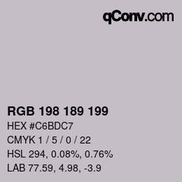 Color code: RGB 198 189 199 | qconv.com