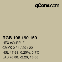 颜色代码: RGB 198 190 159 | qconv.com