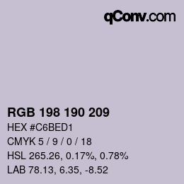 カラーコード: RGB 198 190 209 | qconv.com
