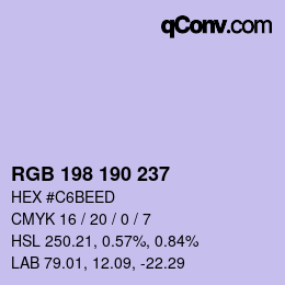 Color code: RGB 198 190 237 | qconv.com