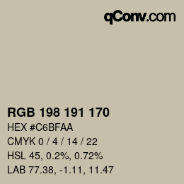 Código de color: RGB 198 191 170 | qconv.com