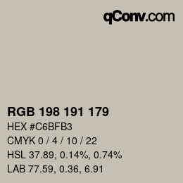 Color code: RGB 198 191 179 | qconv.com