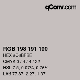 颜色代码: RGB 198 191 190 | qconv.com