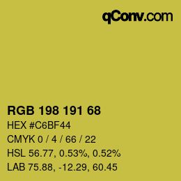 颜色代码: RGB 198 191 68 | qconv.com