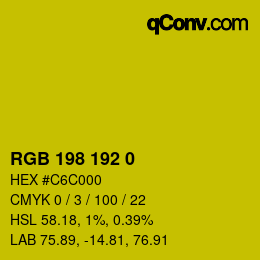 Color code: RGB 198 192 0 | qconv.com