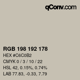 カラーコード: RGB 198 192 178 | qconv.com