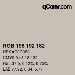 Farbcode: RGB 198 192 182 | qconv.com