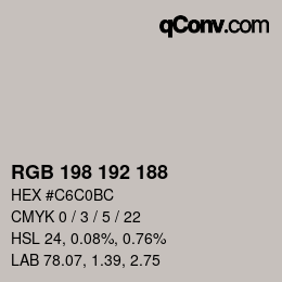 Color code: RGB 198 192 188 | qconv.com