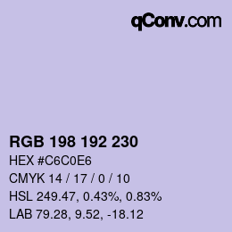 Color code: RGB 198 192 230 | qconv.com