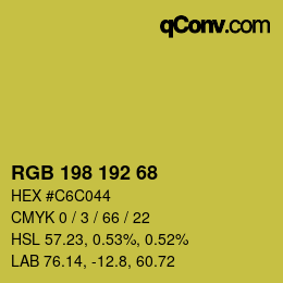 颜色代码: RGB 198 192 68 | qconv.com