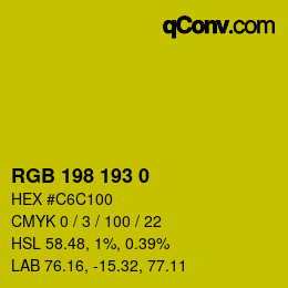 Color code: RGB 198 193 0 | qconv.com