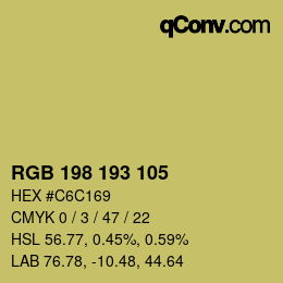 Color code: RGB 198 193 105 | qconv.com