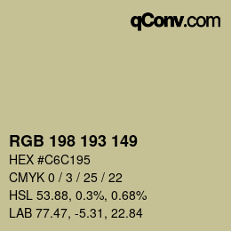 Color code: RGB 198 193 149 | qconv.com