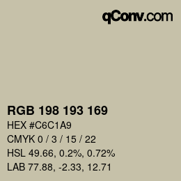 Color code: RGB 198 193 169 | qconv.com