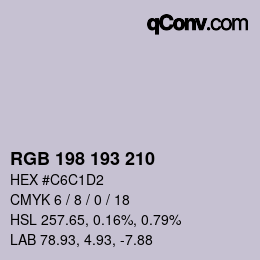 颜色代码: RGB 198 193 210 | qconv.com
