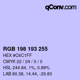 Color code: RGB 198 193 255 | qconv.com