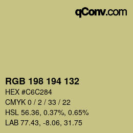Code couleur: RGB 198 194 132 | qconv.com