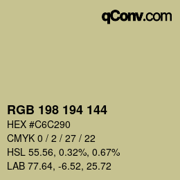カラーコード: RGB 198 194 144 | qconv.com