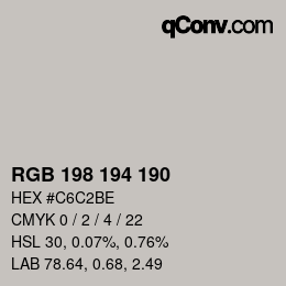Color code: RGB 198 194 190 | qconv.com