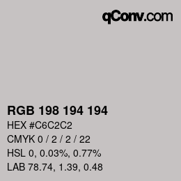 カラーコード: RGB 198 194 194 | qconv.com