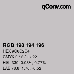 Color code: RGB 198 194 196 | qconv.com