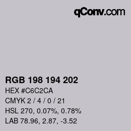 カラーコード: RGB 198 194 202 | qconv.com