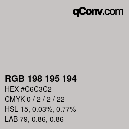 Color code: RGB 198 195 194 | qconv.com