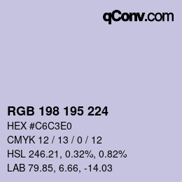 Farbcode: RGB 198 195 224 | qconv.com