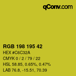 カラーコード: RGB 198 195 42 | qconv.com