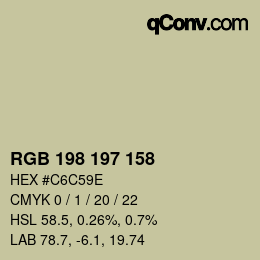 Color code: RGB 198 197 158 | qconv.com