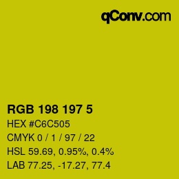 Color code: RGB 198 197 5 | qconv.com