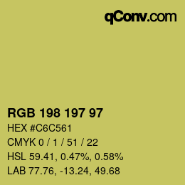 Color code: RGB 198 197 97 | qconv.com