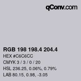 カラーコード: RGB 198 198.4 204.4 | qconv.com
