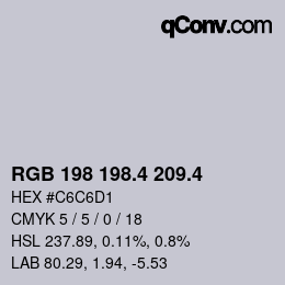 カラーコード: RGB 198 198.4 209.4 | qconv.com