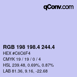 カラーコード: RGB 198 198.4 244.4 | qconv.com
