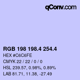 カラーコード: RGB 198 198.4 254.4 | qconv.com