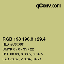カラーコード: RGB 198 198.8 129.4 | qconv.com