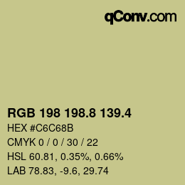 カラーコード: RGB 198 198.8 139.4 | qconv.com