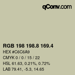 カラーコード: RGB 198 198.8 169.4 | qconv.com