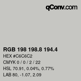 カラーコード: RGB 198 198.8 194.4 | qconv.com
