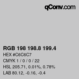 カラーコード: RGB 198 198.8 199.4 | qconv.com