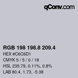カラーコード: RGB 198 198.8 209.4 | qconv.com